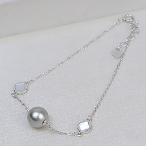 Women's 100% 925 Sterling Silver Pearl Round Shape Bracelet