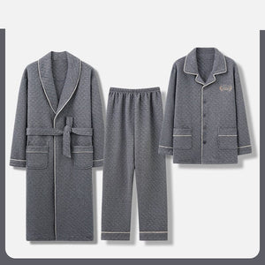 Men's Polyester Turn Down Collar Full Sleeve Winter Sleepwear