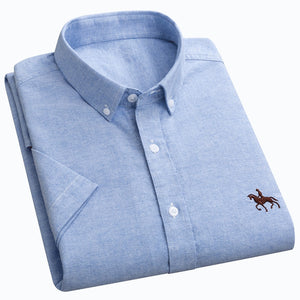 Men's 100% Cotton Turn-Down Collar Short Sleeves Casual Shirt
