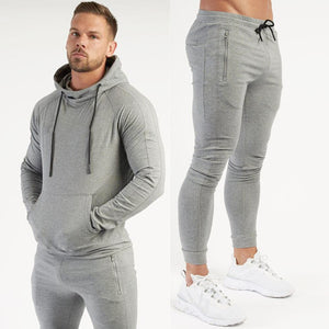 Men's Polyester Hooded Full Sleeve Compression Sportswear Set