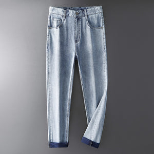 Men's Denim Mid Waist Zipper Fly Closure Breathable Casual Jeans