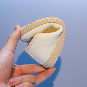 Kid's Cotton Round Toe Slip-On Closure Bordered Pattern Shoes