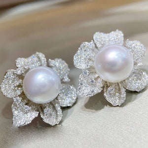 Women's 100% 925 Sterling Silver Luxurious Freshwater Pearl Earrings