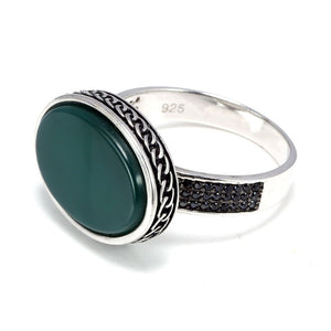 Men's 100% 925 Sterling Silver Oval Pattern Vintage Elegant Ring