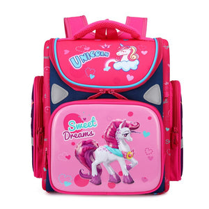 Kid's Girl Oxford Zipper Closure Animal Pattern School Backpack