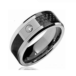 Men's Tungsten Channel Setting Round Engagement Trendy Ring