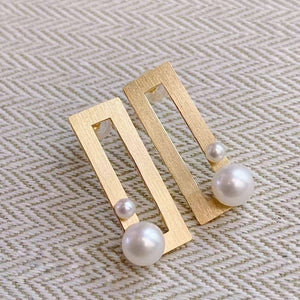 Women's 925 Sterling Silver Natural Pearl Wedding Stud Earrings