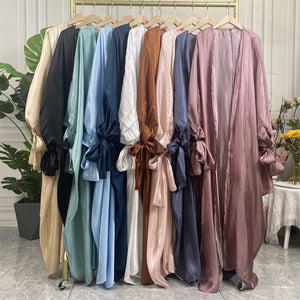 Women's Arabian Polyester Full Sleeve Elegant Trendy Open Abaya