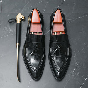 Men's Genuine Leather Pointed Toe Slip-On Closure Luxury Shoes