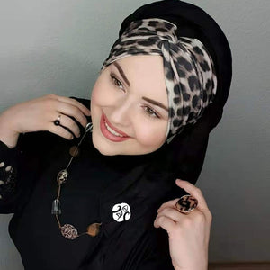 Women's Arabian Modal Headwear Leopard Printed Casual Hijabs