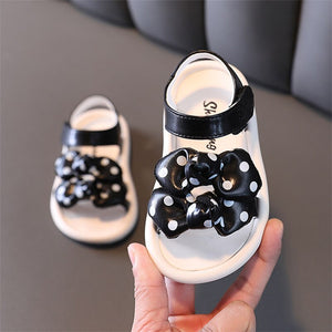 Baby Girl's PU Peep Toe Hook And Loop Closure Dotted Sandals