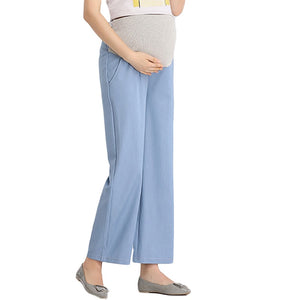 Women's High Waist Button Fly Closure Plain Maternity Loose Trouser