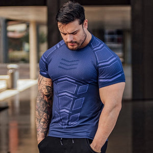 Men's O-Neck Short Sleeves Quick Dry Gym Sports Wear T-Shirt