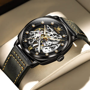 Men's Automatic Stainless Steel Folding Clasp Round Watches