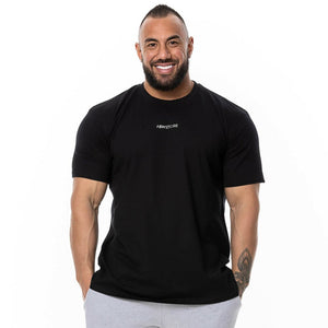 Men's Cotton Short Sleeves Quick Dry Gym Plain Pattern Shirt