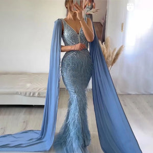 Women's Polyester Sleeveless Luxury Mermaid Backless Party Dress