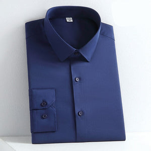 Men's Polyester Single Breasted Full Sleeves Solid Pattern Shirt