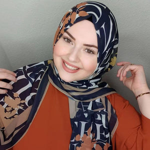Women's Arabian Head Wrap Acetate Printed Pattern Elegant Hijabs
