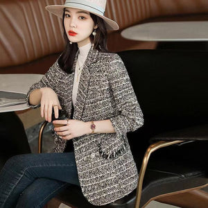 Women's Cotton Notched Collar Full Sleeve Double Breasted Blazers