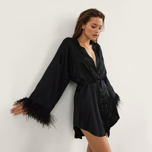 Women's Polyester Three Quarter Sleeves Robes Nightgown Dress