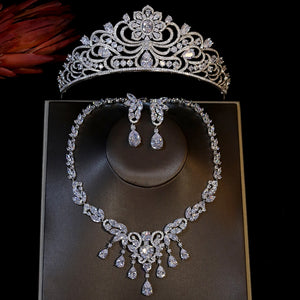 Women's Copper Cubic Zirconia Luxury Wedding Trendy Jewelry Set