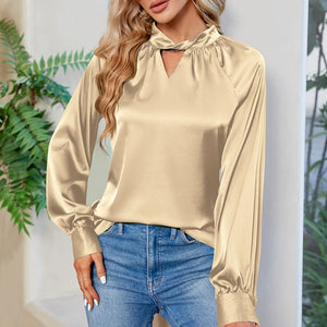 Women's V-Neck Long Sleeve Plain Pattern Sexy Casual Blouses
