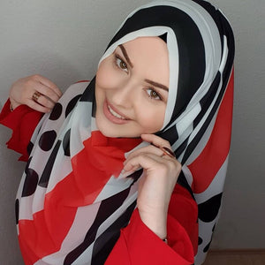 Women's Arabian Polyester Head Wrap Printed Pattern Elegant Hijabs