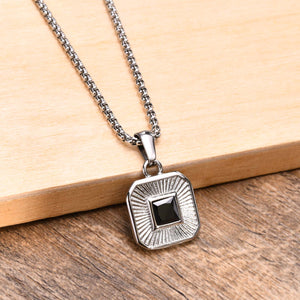 Men's Stainless Steel Metal Link Chain Square Trendy Necklace