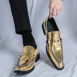 Men's Viscose Square Toe Slip-On Closure Luxury Wedding Shoes