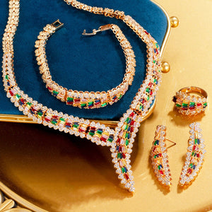 Women's Copper Cubic Zirconia Trendy Bridal Wedding Jewelry Sets