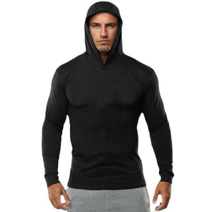 Men's Cotton O-Neck Full Sleeve Solid Pattern Hooded Sport Shirt