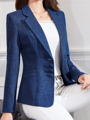 Women's Cotton Full Sleeves Single Button Elegant Slim Blazer