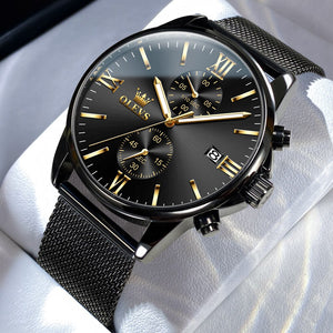 Men's Stainless Steel Folding Clasp Waterproof Luxury Watches