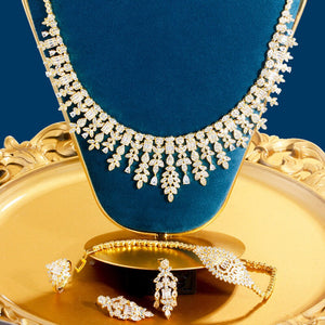 Women's Copper Cubic Zirconia Classic Bridal Wedding Jewelry Set