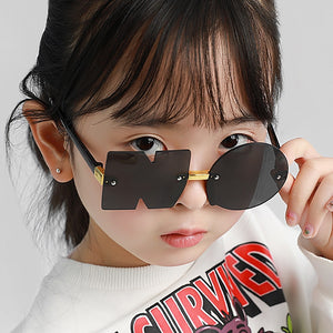 Kid's Resin Frame Gradient Rimless Sunshades Round Sunglasses