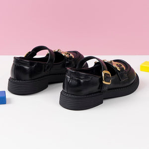 Kid's PU Round Toe Buckle Closure Solid Pattern Elegant Shoes