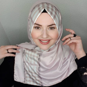 Women's Arabian Modal Headwear Plaid Pattern Luxury Casual Hijabs