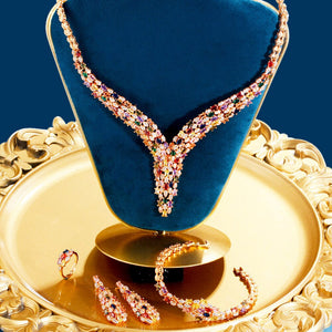 Women's Copper Cubic Zirconia Vintage Water Drop Jewelry Set