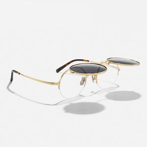 Men's Titanium Frame Polarized Lens Round Optical Sunglasses