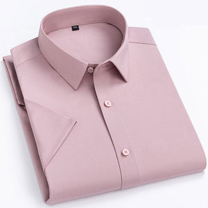Men's 100% Cotton Short Sleeves Solid Pattern Formal Shirt