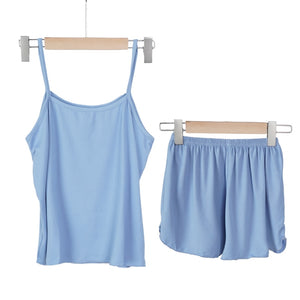 Women's Spandex Sleeveless Solid Pattern Sexy Sleepwear Set