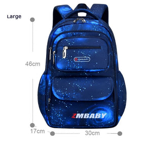 Kid's Boy Nylon Printed Zipper Closure Waterproof School Backpack