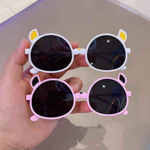 Kid's Resin Frame UV Protection Classic Cartoon Round Sunglasses