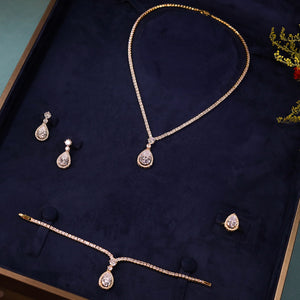 Women's Copper Cubic Zirconia Luxury Bridal Wedding Jewelry Sets