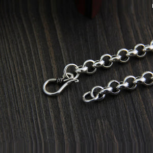 Women's 100% 925 Sterling Silver Round Link Chain Bracelet