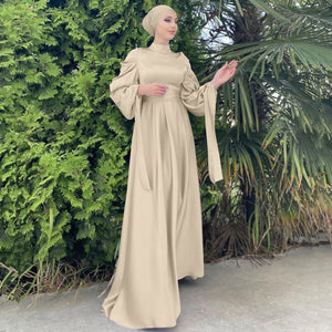 Women's Arabian Polyester Full Sleeve Solid Pattern Elegant Dress