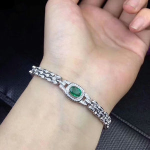 Women's 100% 925 Sterling Silver Emerald Wedding Trendy Bracelet