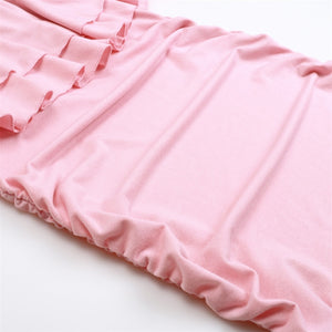 Women's Cotton Ruffle Neck Solid Pattern Casual Maternity Dress