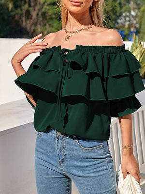 Women's Polyester Full Sleeves Solid Pattern Elegant Blouses