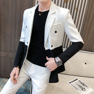 Men's Notched Collar Polyester Full Sleeves Single Button Blazer